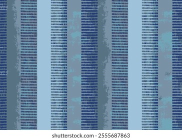 Geometrical pattern digital shirt design, Monochrome Broken Striped Mesh Textured Background. Seamless Pattern on blue stripe background.