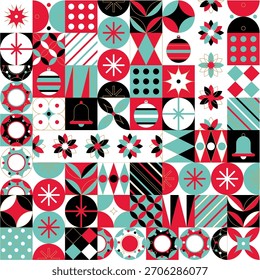 Vector temático de Navidades planas de patrón geométrico para Fondo de pantalla, fondo y más