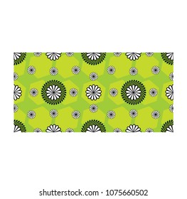 a geometrical pattern with flowers with green background in vector for textile purpose