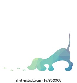 geometrical pattern inside dachshund puppy tracing paws trail, vector