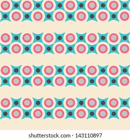 Geometrical pattern in retro colors, seamless vector background