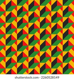 Geometrical pattern in traditional African colors - red, green, yellow, black. Backgrounds set for Black History Month, Juneteenth.