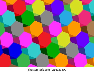 Geometrical pattern volume hexagons of bright color