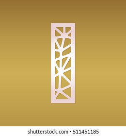 Geometrical patterned cutout monogram initial letter I. Fancy alphabet letter i. Decorative vector monogram letter with mosaic stained glass design. May be used for laser cutting.
