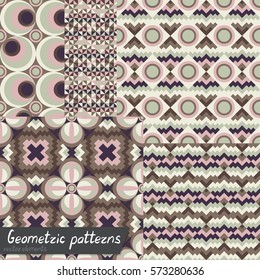 Geometrical patterns. Geometric backgrounds. A set of five patterns.