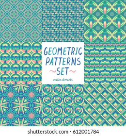 Geometrical patterns. Geometric backgrounds. A set of eight patterns.