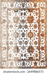 Geometrical Persian Original Washed out effect Vector Carpet design and illustration with grunge texture 
