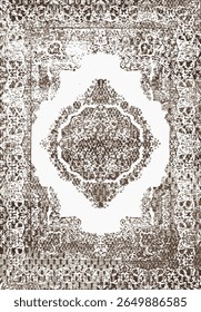 Geometrical Persian Original Washed out effect Vector Carpet design and illustration with grunge texture 
