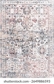 Geometrical Persian Original Washed out effect Vector Carpet design and illustration with grunge texture 
