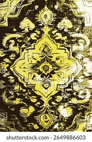 Geometrical Persian Original Washed out effect Vector Carpet design and illustration with grunge texture 
