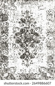 Geometrical Persian Original Washed out effect Vector Carpet design and illustration with grunge texture 
