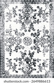 Geometrical Persian Original Washed out effect Vector Carpet design and illustration with grunge texture 
