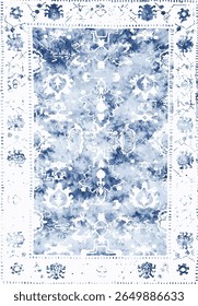 Geometrical Persian Original Washed out effect Vector Carpet design and illustration with grunge texture 
