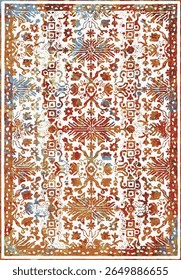 Geometrical Persian Original Washed out effect Vector Carpet design and illustration with grunge texture 
