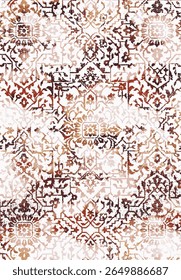 Geometrical Persian Original Washed out effect Vector Carpet design and illustration with grunge texture 
