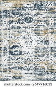 Geometrical Persian Original Washed out effect Vector Carpet design and illustration with grunge texture 
