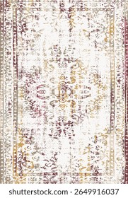 Geometrical Persian Original Washed out effect Vector Carpet design and illustration with grunge texture 
