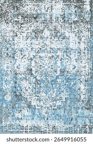 Geometrical Persian Original Washed out effect Vector Carpet design and illustration with grunge texture 
