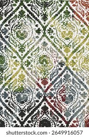 Geometrical Persian Original Washed out effect Vector Carpet design and illustration with grunge texture 
