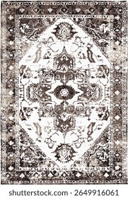 Geometrical Persian Original Washed out effect Vector Carpet design and illustration with grunge texture 
