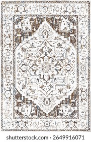 Geometrical Persian Original Washed out effect Vector Carpet design and illustration with grunge texture 
