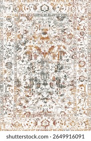 Geometrical Persian Original Washed out effect Vector Carpet design and illustration with grunge texture 
