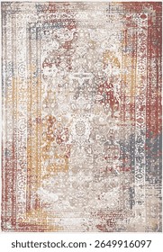 Geometrical Persian Original Washed out effect Vector Carpet design and illustration with grunge texture 
