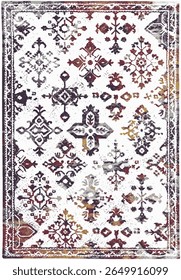 Geometrical Persian Original Washed out effect Vector Carpet design and illustration with grunge texture 
