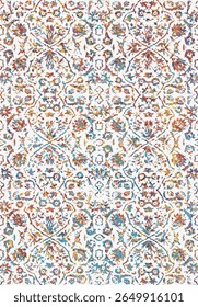 Geometrical Persian Original Washed out effect Vector Carpet design and illustration with grunge texture 
