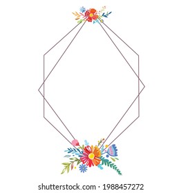 vector de marco floral geométrico rosa para invitación a boda, pancarta, fondo