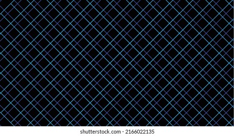 Geometrical plaid pattern design for fabric or textile. Black background with blue and light blue, it's looks like 3D design. 