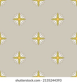 Geometrical polka dot pattern with stylized lotus blossom. Ethnic ancient Egyptian symbol. On white background.