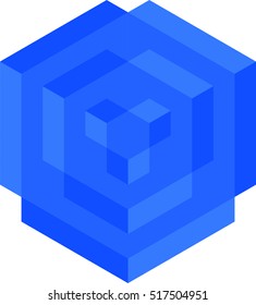 Geometrical polygonal object. Three-dimensional cube