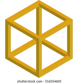 Geometrical polygonal object. Three-dimensional hexagon