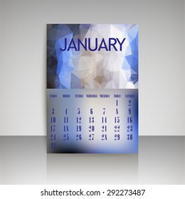 Geometrical polygonal triangles and blurred backgrounds 2016 calendar design for january month vector EPS10