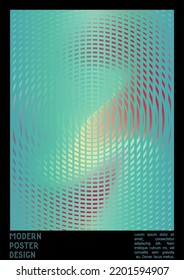 Geometrical Poster Design with Optical Illusion Effect.  Minimal Psychedelic Cover Page Collection. Bright Wave Lines Background. Fluid Stripes Art. Swiss Design. Vector Illustration for Flyer.