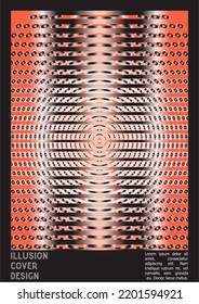 Geometrical Poster Design with Optical Illusion Effect.  Minimal Psychedelic Cover Page Collection. Brown Wave Lines Background. Fluid Stripes Art. Swiss Design. Vector Illustration for Placard.