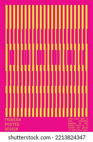 Geometrical Poster Design with Optical Illusion Effect.  Minimal Psychedelic Cover Page Collection. Neon Wave Lines Background. Fluid Stripes Art. Swiss Design. Vector Illustration for Report.