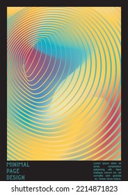 Geometrical Poster Design with Optical Illusion Effect.  Minimal Psychedelic Cover Page Collection. Monochrome Wave Lines Background. Fluid Stripes Art. Swiss Design. Vector Illustration for Banner. 