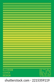 Geometrisches Poster-Design mit optischem Illusionseffekt.  Modern Psychedelic Cover Page Collection. Farbiger Hintergrund der Wellenlinien. Fluid Stripes Art. Swiss Design. Vektorgrafik zur Platzierung.