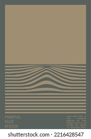 Geometrical Poster Design with Optical Illusion Effect.  Minimal Psychedelic Cover Page Collection. Grey Wave Lines Background. Fluid Stripes Art. Swiss Design. Vector Illustration for Flyer,