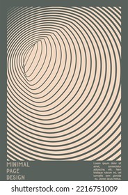 Geometrical Poster Design with Optical Illusion Effect.  Modern Psychedelic Cover Page Collection. Brown Wave Lines Background. Fluid Stripes Art. Swiss Design. Vector Illustration for Booklet. 