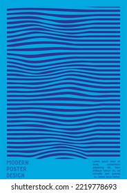 Geometrical Poster Design with Optical Illusion Effect.  Minimal Psychedelic Cover Page Collection. Monochrome Wave Lines Background. Fluid Stripes Art. Swiss Design. Vector Illustration for Magazine.