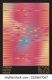 Geometrical Poster Design with Optical Illusion Effect.  Minimal Psychedelic Cover Page Collection. Monochrome Wave Lines Background. Fluid Stripes Art. Swiss Design. Vector Illustration for Report.