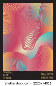 Geometrical Poster Design with Optical Illusion Effect.  Minimal Psychedelic Cover Page Collection. Neon Wave Lines Background. Fluid Stripes Art. Swiss Design. Vector Illustration for Placard.