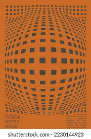 Geometrisches Poster-Design mit optischem Illusionseffekt.  Minimale Kollektion von psychedelischen Titelseiten. grauer Hintergrund. Fluid Stripes Art. Swiss Design. Vektorgrafik zur Präsentation
