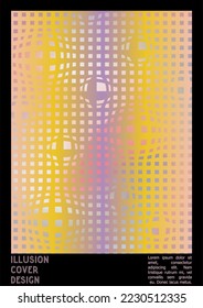 Geometrisches Poster-Design mit optischem Illusionseffekt.  Modern Psychedelic Cover Page Collection. Pastellwachs legt den Hintergrund fest. Fluid Stripes Art. Swiss Design. Vektorgrafik zur Platzierung.