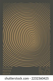 Diseño de afiches geométricos con efecto de ilusión óptica.  Colección mínima de portadas psicodélicas. Fondo de las líneas de ondas grises. Arte de Rayas Fluidas. Diseño Suizo. Ilustración vectorial para pancarta. 