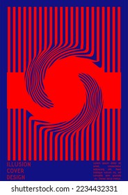 Geometrical Poster Design with Optical Illusion Effect.  Modern Psychedelic Cover Page Collection. Monochrome Wave Lines Background. Fluid Stripes Art. Swiss Design. Vector Illustration for Flyer.