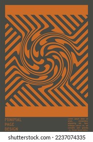 Diseño de afiches geométricos con efecto de ilusión óptica.  Colección mínima de portadas psicodélicas. Fondo de las líneas de ondas grises. Arte de Rayas Fluidas. Diseño Suizo. Ilustración vectorial para volante,